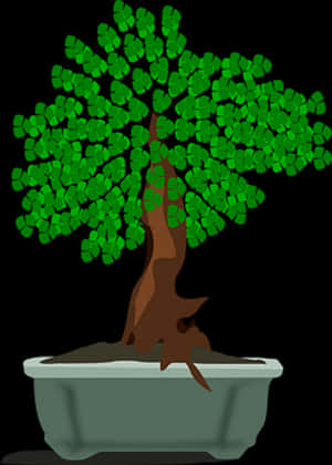 Vibrant Green Bonsai Vector PNG
