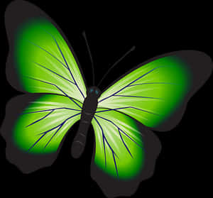 Vibrant Green Butterfly Illustration PNG image with transparent background