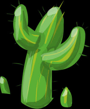 Vibrant Green Cartoon Cactus PNG with transparent background