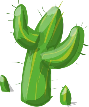 Vibrant Green Cartoon Cactus PNG Image