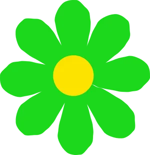 Vibrant Green Flower Illustration PNG Image