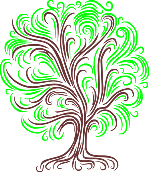 Vibrant Green Swirl Tree Art PNG Image