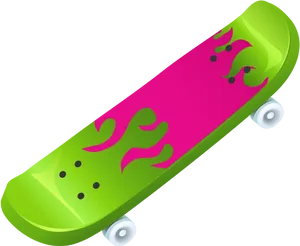 Vibrant Greenand Pink Skateboard PNG Image