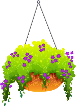 Vibrant Hanging Plant Illustration PNG Image