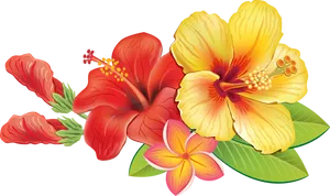 Vibrant_ Hawaiian_ Flowers_ Illustration PNG Image