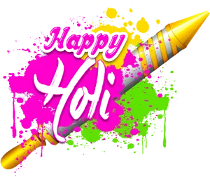 Vibrant_ Holi_ Celebration_ Greeting PNG Image