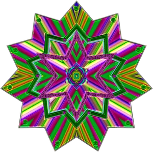 Vibrant Kaleidoscopic Crystal Star PNG Image