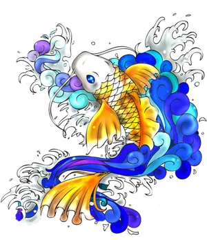 Vibrant Koi Fish Artwork PNG Image