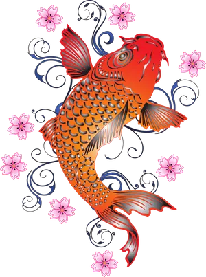 Vibrant Koi Fish Illustration PNG Image