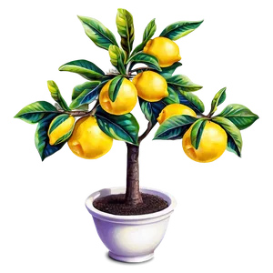 Vibrant Lemon Tree Art Png Vet PNG Image