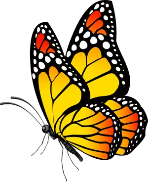 Vibrant Monarch Butterfly Illustration PNG Image