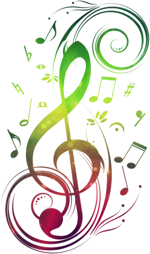 Vibrant Musical Notes Design PNG Image