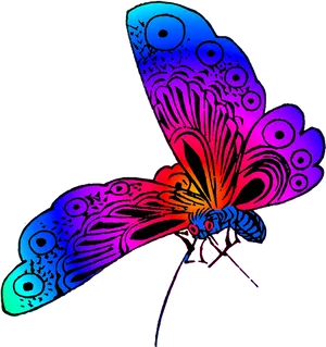 Vibrant Neon Butterfly Art PNG Image