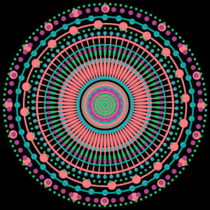 Vibrant Neon Mandala Art PNG image with transparent background