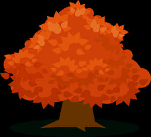 Vibrant Orange Autumn Tree Vector PNG image with transparent background