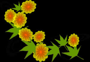 Vibrant Orange Flowers Black Background PNG image with transparent background