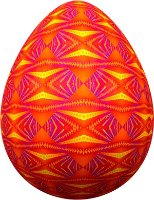 Vibrant Orange Patterned Easter Egg.jpg PNG Image