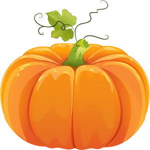 Vibrant Orange Pumpkin Illustration PNG Image