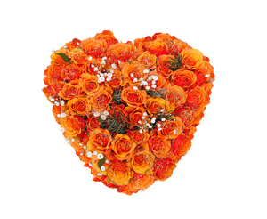 Vibrant_ Orange_ Rose_ Heart_ Bouquet PNG image with transparent background