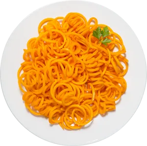 Vibrant Orange Spiral Noodles PNG Image