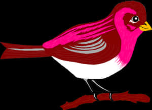 Vibrant Pink Bird Illustration PNG image with transparent background