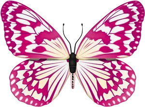 Vibrant Pink Butterfly Illustration PNG Image