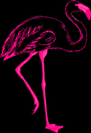 Vibrant Pink Flamingo Silhouette PNG image with transparent background