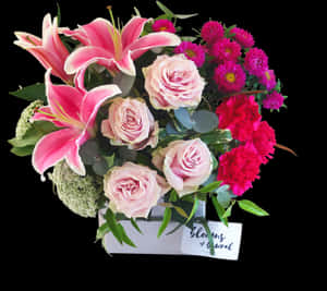 Flower Arrangement In Pink Box, HD Png Download PNG image with transparent background