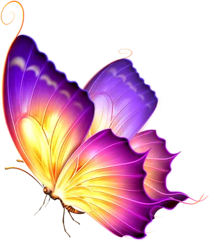 Vibrant_ Pink_ Purple_ Butterfly_ Art PNG Image