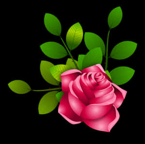 Vibrant Pink Rose Vector PNG image with transparent background