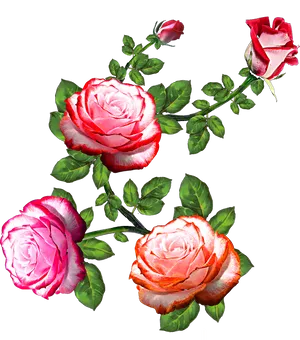 Vibrant_ Pink_ Roses_ Artwork PNG Image