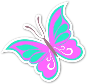 Vibrant Pinkand Green Butterfly Graphic PNG Image