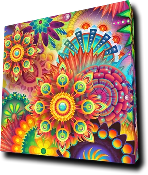 Vibrant Psychedelic Artwork Laptop Skin PNG Image