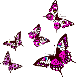 Vibrant_ Purple_ Butterflies_ Artwork PNG image with transparent background