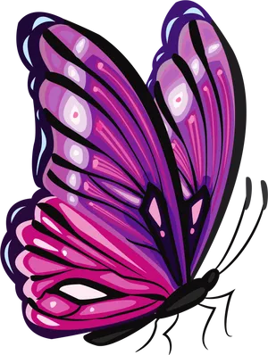 Vibrant Purple Butterfly Illustration PNG Image