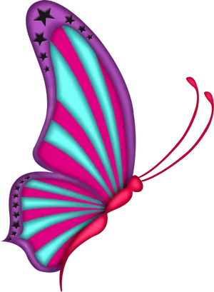 Vibrant Purple Butterfly Illustration PNG Image