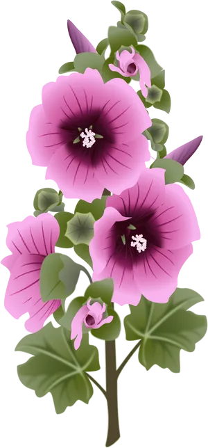 Vibrant_ Purple_ Flowers_ Artwork PNG Image