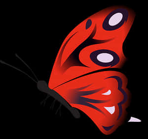 Vibrant Red Butterfly Illustration PNG image with transparent background