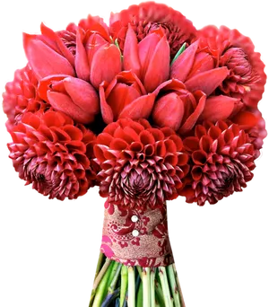 Vibrant Red Floral Bouquet PNG Image