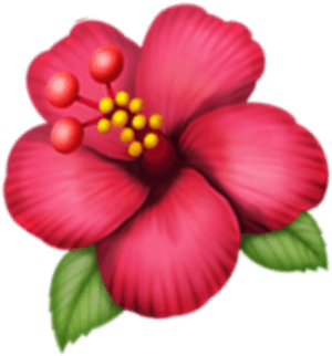 Vibrant Red Hibiscus Emoji PNG image with transparent background