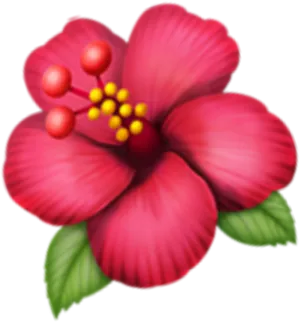 Vibrant Red Hibiscus Emoji PNG Image