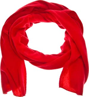 Vibrant Red Knitted Scarf PNG Image