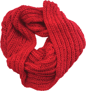 Vibrant Red Knitted Scarf PNG
