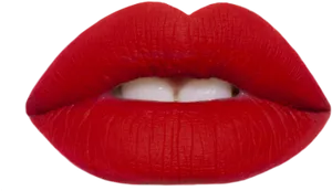 Vibrant Red Lips Closeup PNG Image