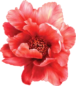 Vibrant Red Peony Flower PNG Image