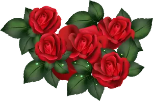 Vibrant Red Roses Cluster.png PNG Image