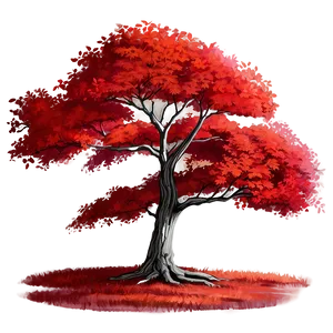 Vibrant Red Tree Sketch Png 3 PNG Image