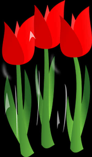 Vibrant Red Tulips Vector PNG image with transparent background