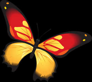 Vibrant Red Yellow Butterfly Illustration PNG image with transparent background