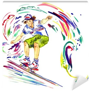 Vibrant Skateboarder Paint Splash PNG Image